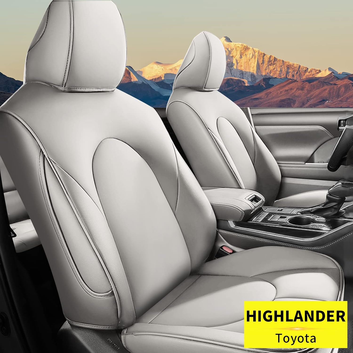 Black Faux Leather Car Seat Covers Full Set for Highlander W10537