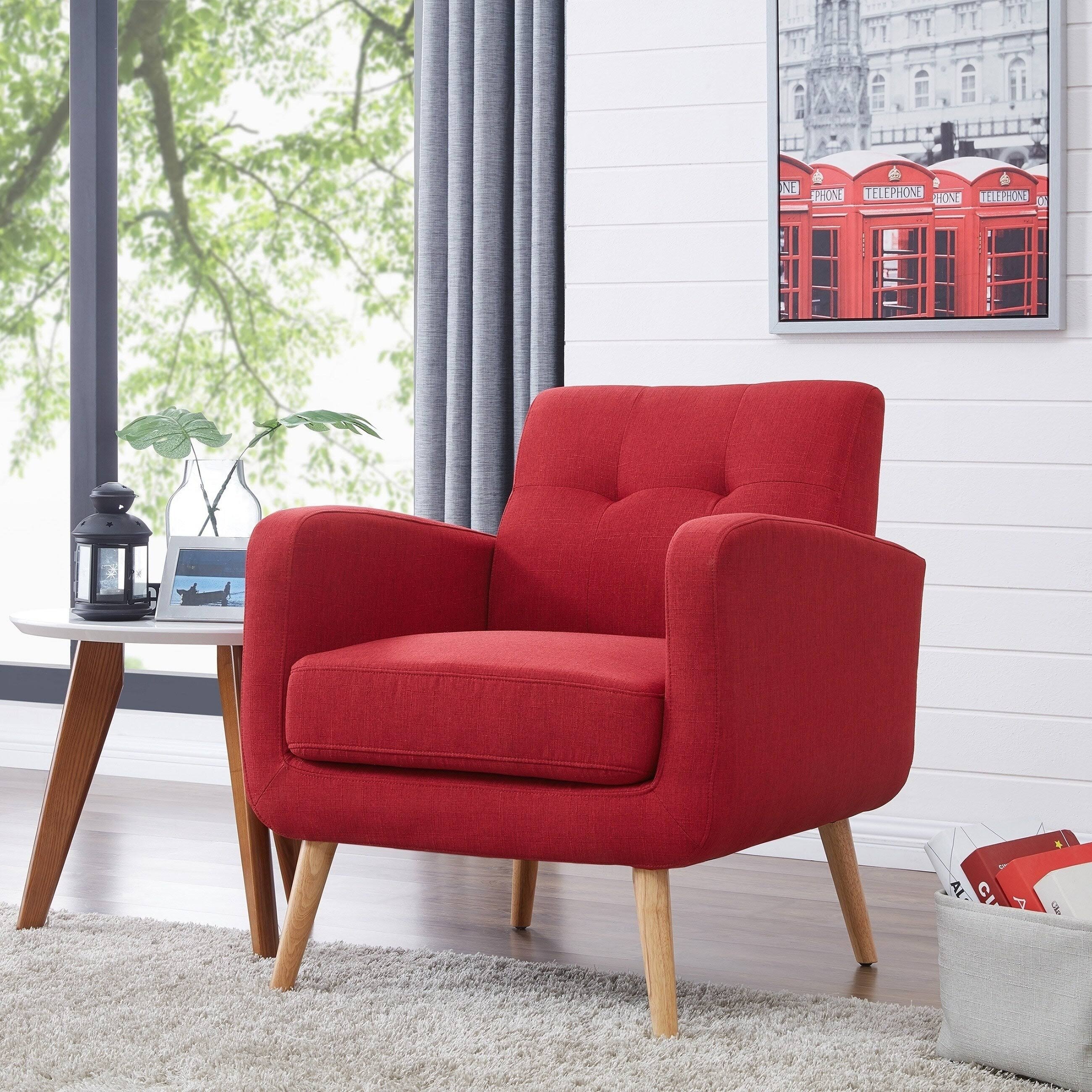 Cherry Red Mid-Century Modern Arm Chair T9401