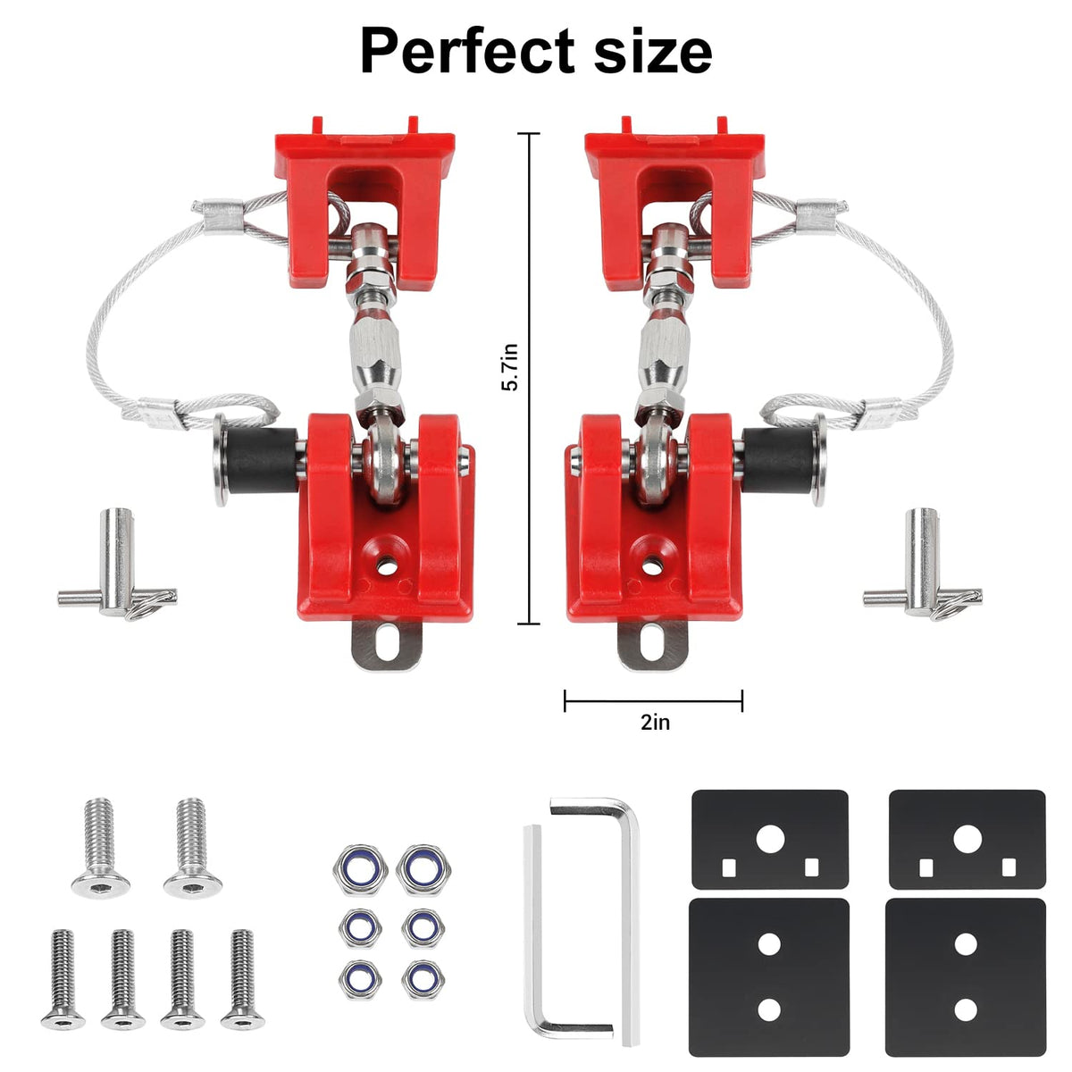 Red Aluminum Alloy Hood Latch Kit for Jeep Wrangle TJ, Pack of 2 X927536