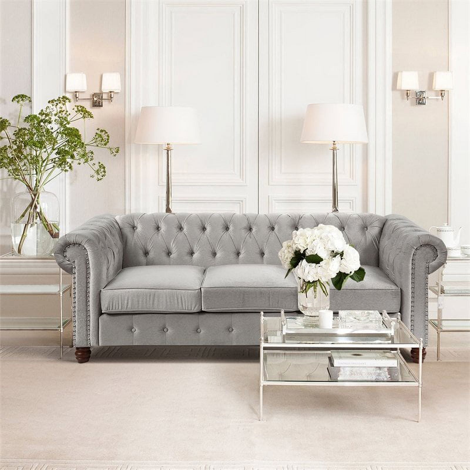 Gray Velvet Chesterfield Sofa G933