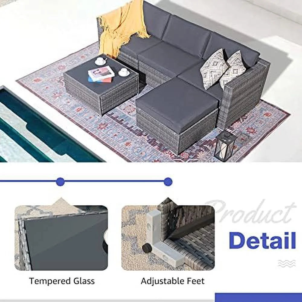 3 Piece Patio Sectional Sofa with Coffee Table B793