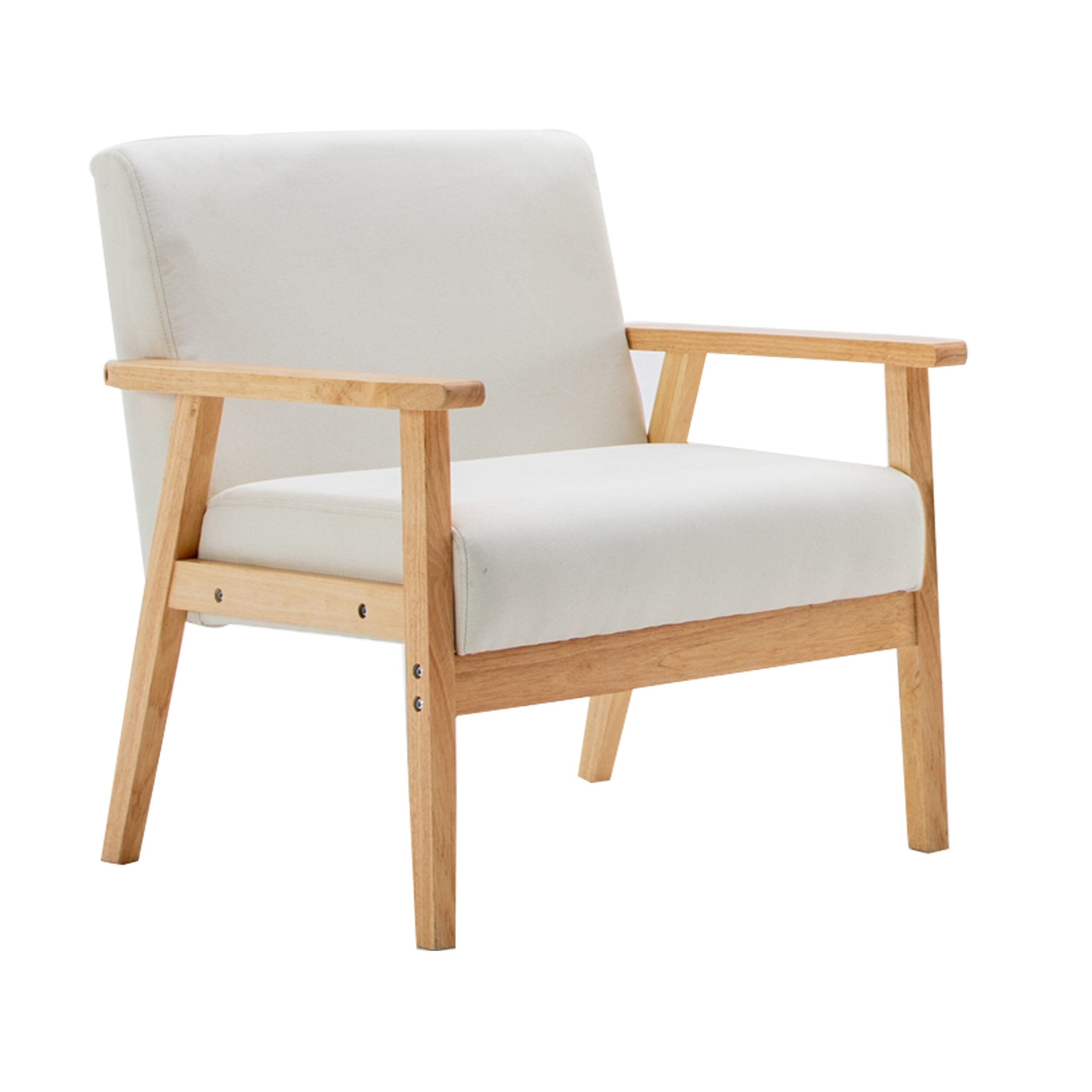 3 Piece Loveseat and Chair Set, Ivory Fabric, Espresso Wood Frame Z600269