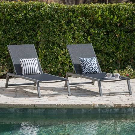 Grey Aluminum Chaise Lounge, Set of 2 G87513
