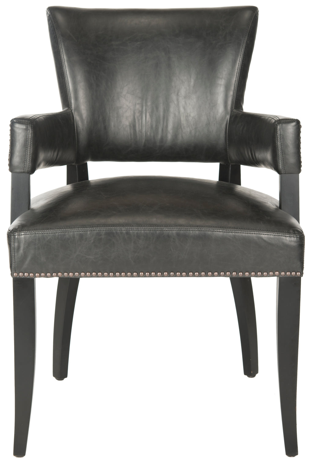 Antique Brown Arm Chair with Brass Nail Heads J438568