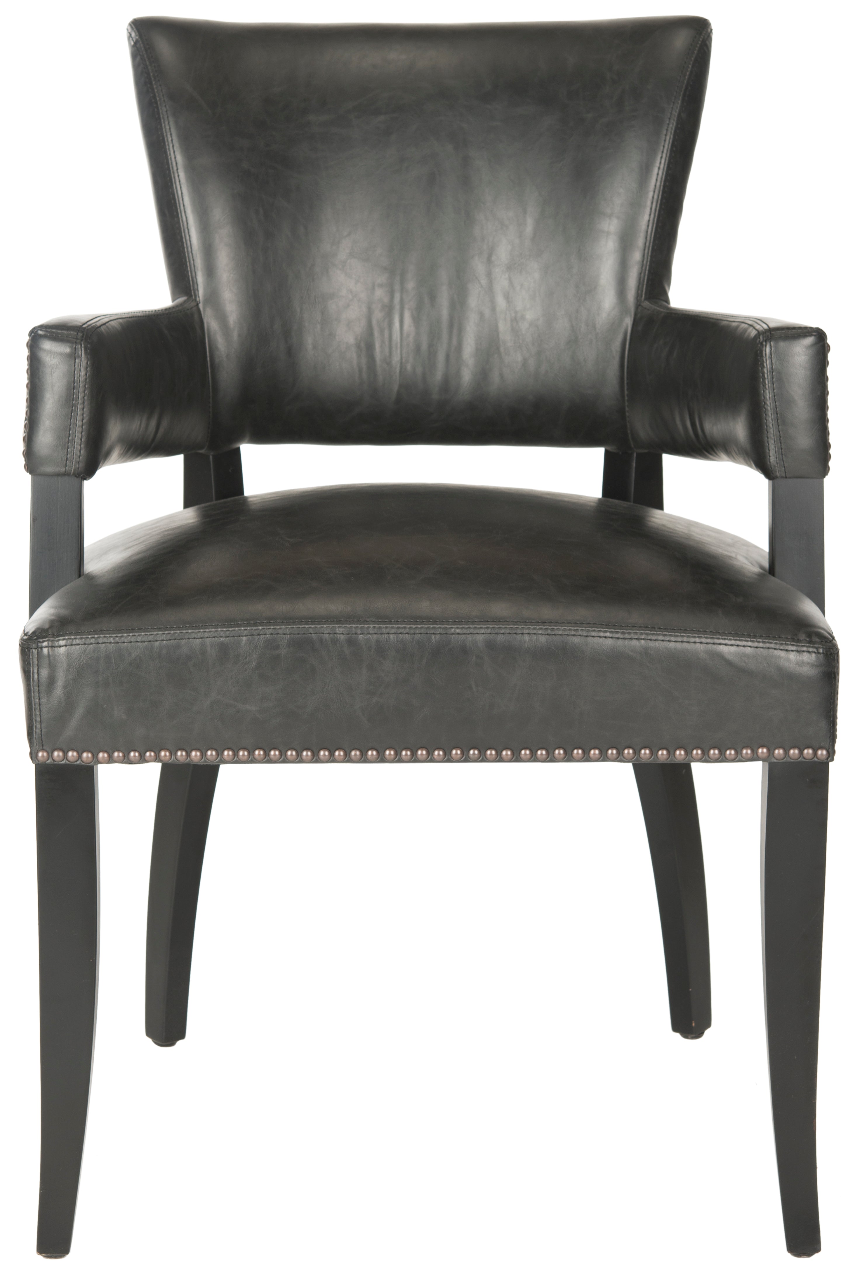Antique Brown Arm Chair with Brass Nail Heads J438568