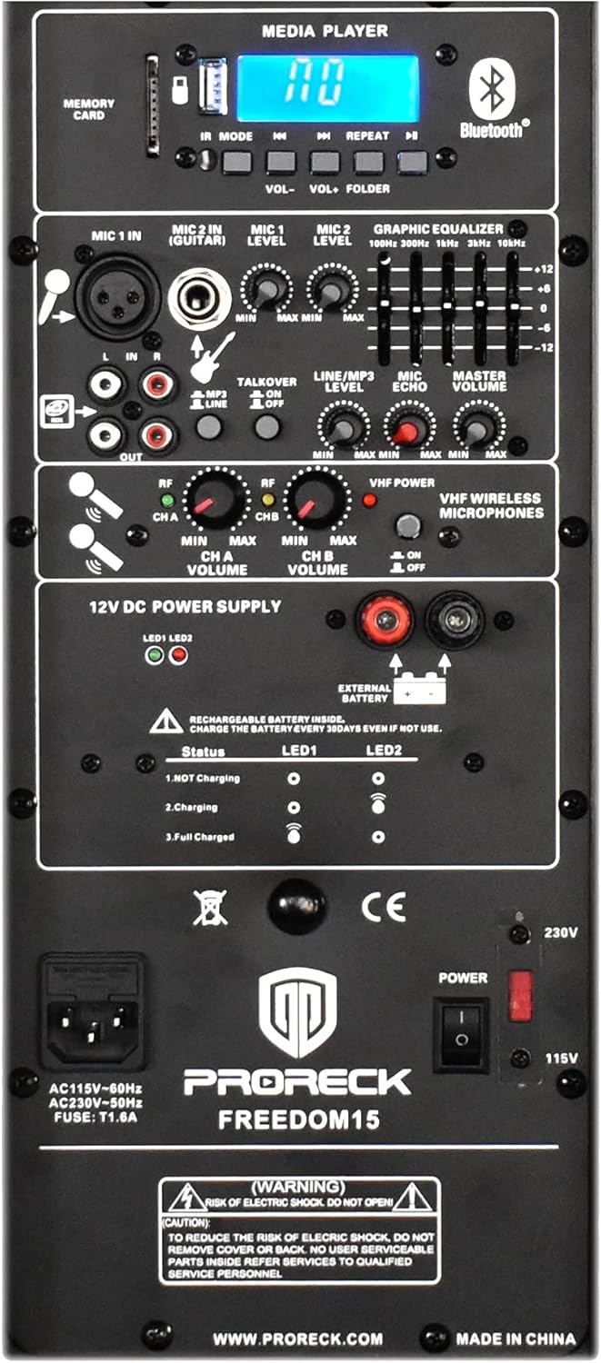 12-Inch 500 Watt Powered DJ/PA Speaker with Bluetooth and Wireless Microphones G792203