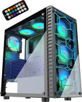 ATX Mid-Tower PC Case with 6 Pcs 120mm ARGB Fans, Tempered Glass, USB 3.0 C311