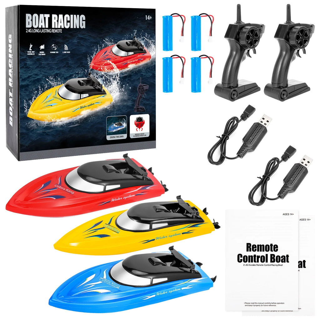 3 Pack 2.4 GHz RC Boat with 6 Rechargeable Batteries F3043