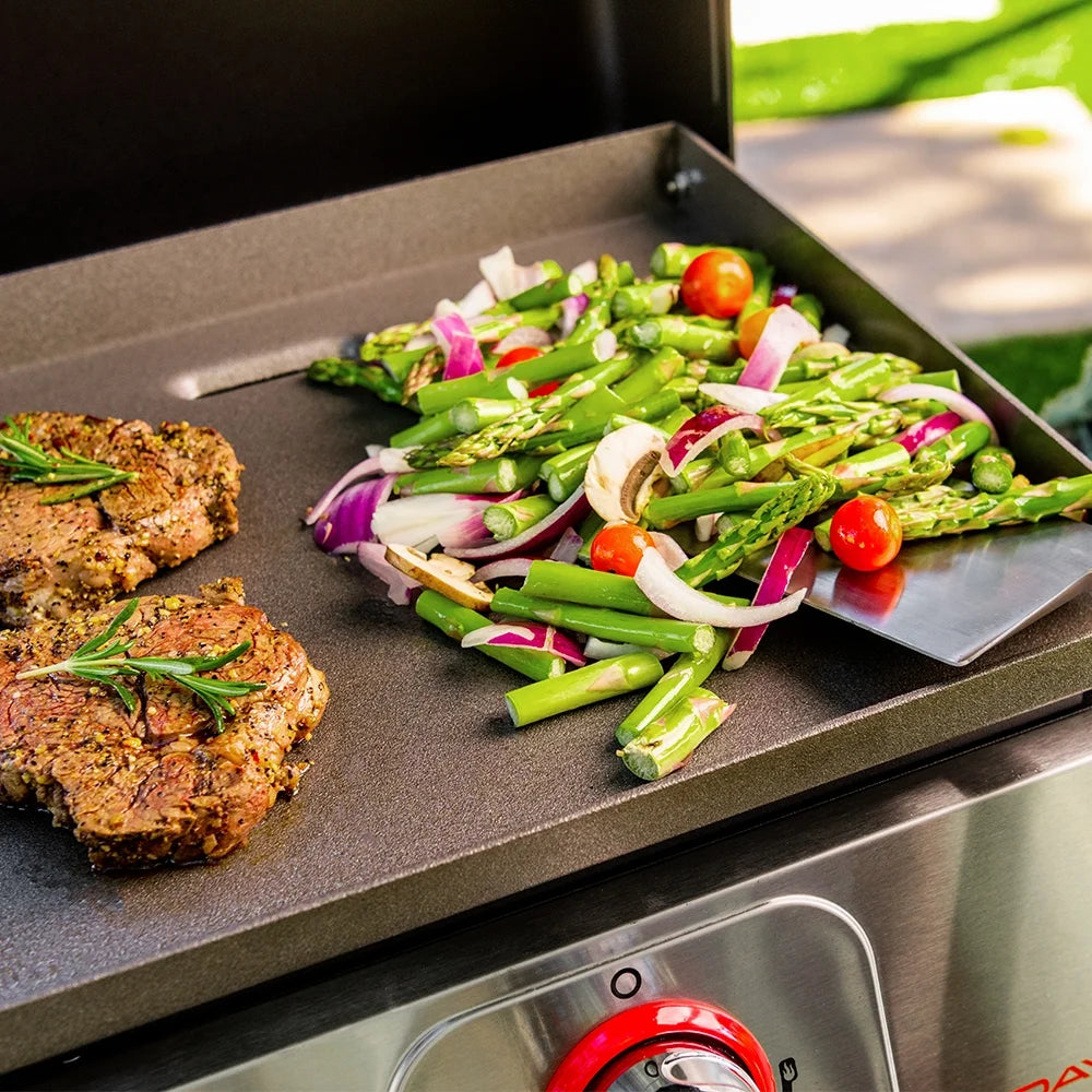 1-Burner Propane Gas Tabletop Grill with Hot Rolled Steel Griddle Top B335038