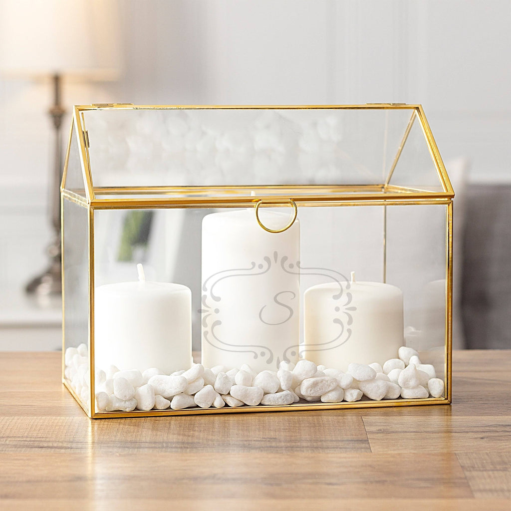Gold Glass Terrarium Card Holder Z1934