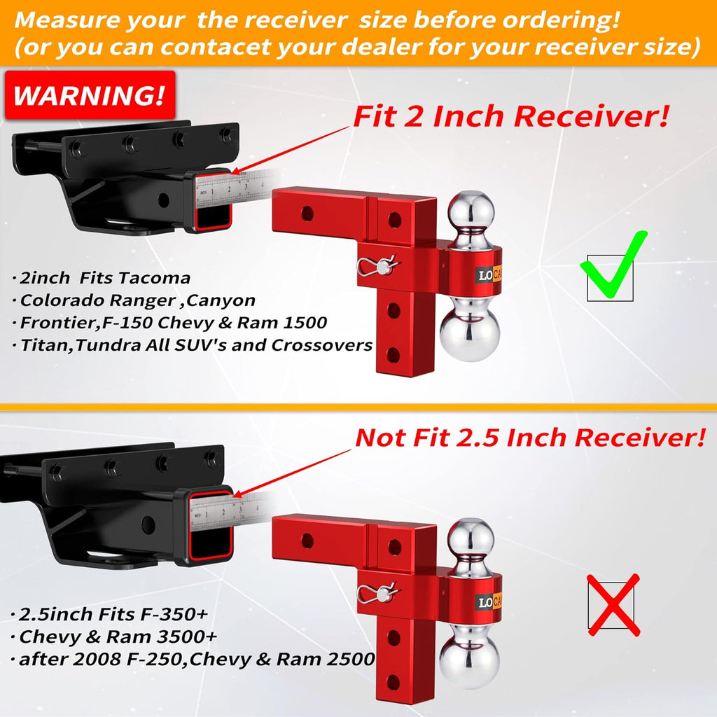 Adjustable Aluminum Trailer Hitch with Double Stainless Steel Pins, Red I711768