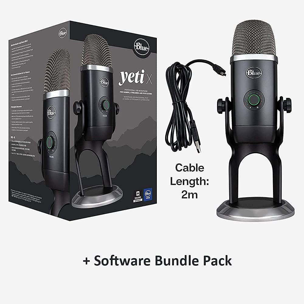 Blue YETI X Pro Condenser USB Microphone Bundle with Headphone and Pop Filter R348