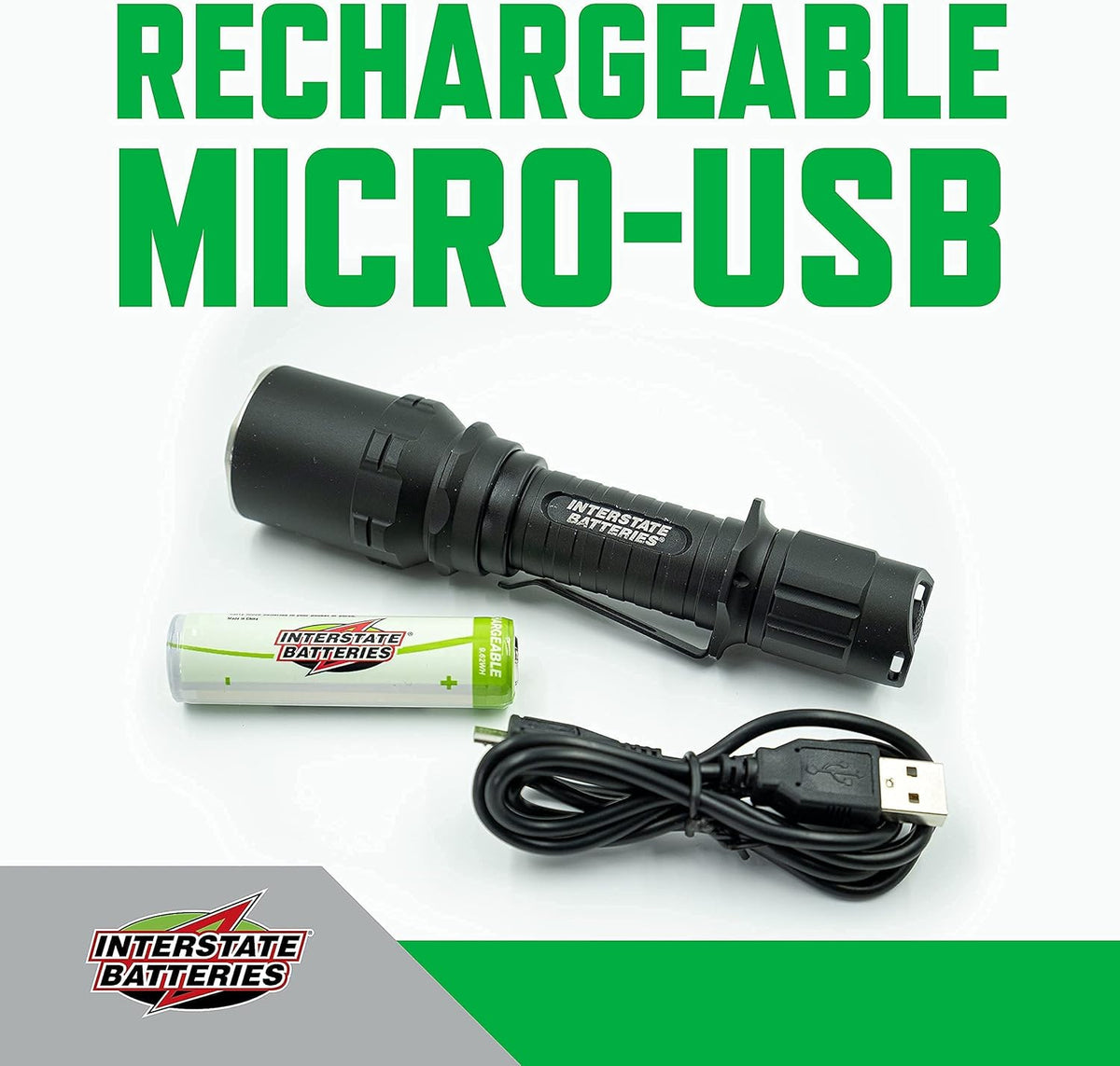 Rechargeable Flashlight with Pocket Clip and USB Charger I818