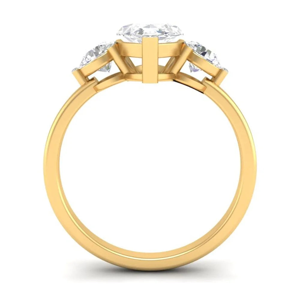 2Ct Marquise Cut Moissanite Engagement Ring 14K Yellow Gold Plated S399