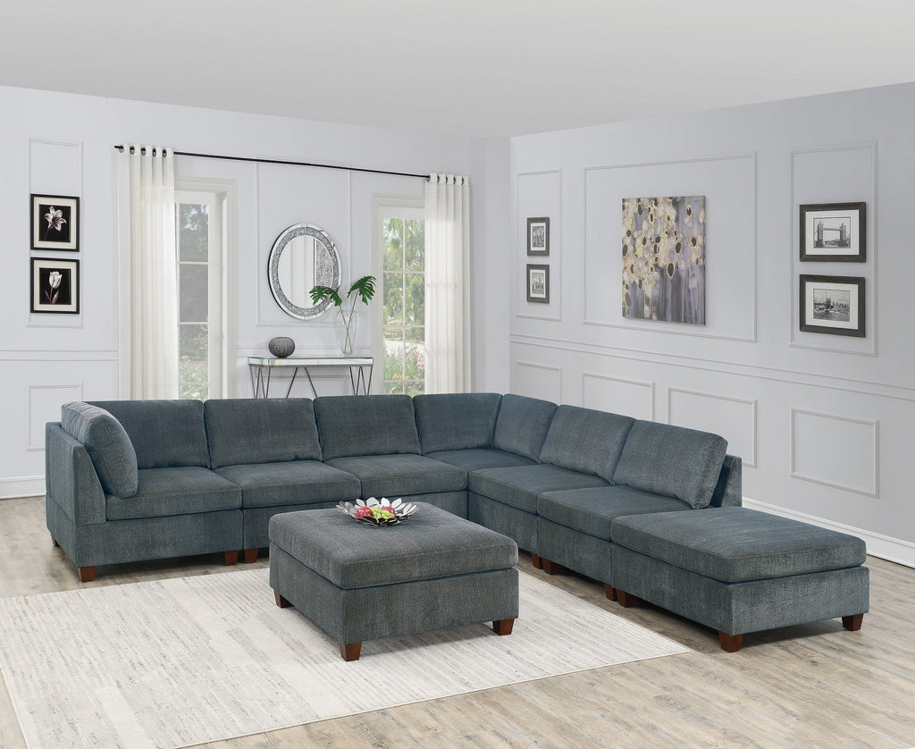 Grey Chenille Modular Sectional 8pc Set Q9640