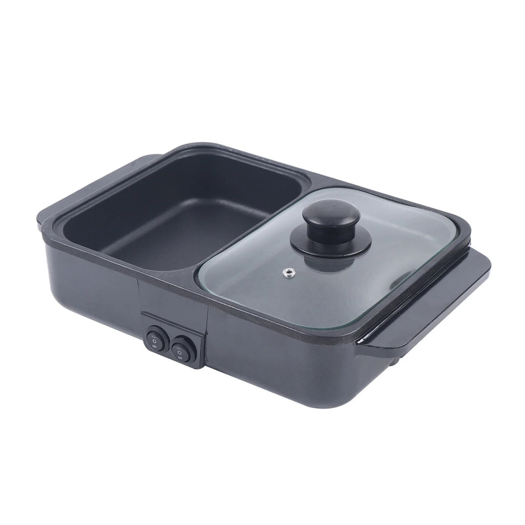 2-in-1 Electric Hot Pot BBQ Grill Smokeless Cooking Pan 1200W R16986