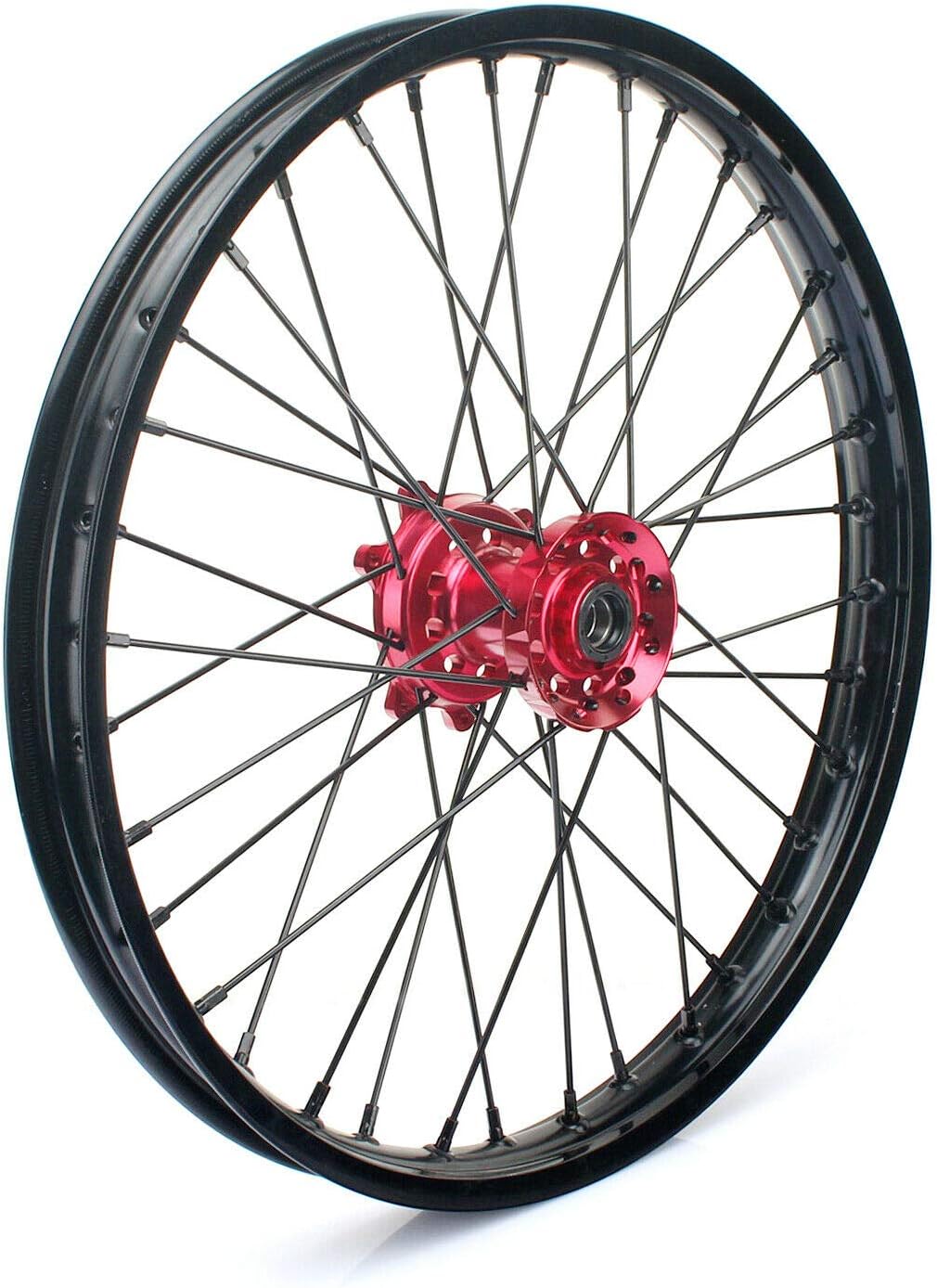 Front 21" Rear 18" Wheel Complete Set Red Hubs Rims Spokes Y8985
