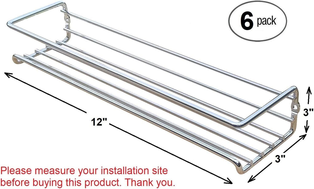6 Pack Wall Mount Spice Rack Organizer for Cabinet, 12 x 3 x 3 inches U1833