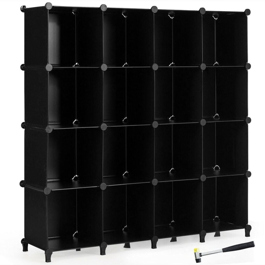 16 Plastic Cube Storage Organizer Black D54422