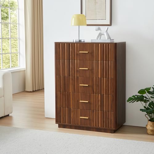 Walnut 5 Drawers Wooden Dresser R245165