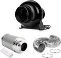 4 Inch 195 CFM Inline Circulation Vent Blower and Air Carbon Filter 8 Feet Ducting Combo, Pack of 2 M84527