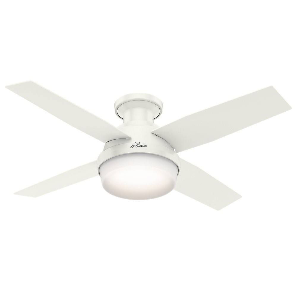 White Low Profile Ceiling Fan with Light & Remote (2 Pack) K95744