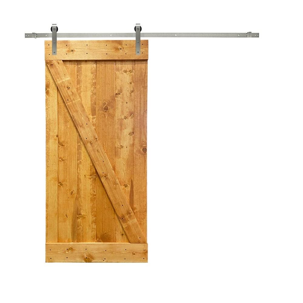 Weather Oak Stained Wood Interior Sliding Barn Door with Hardware Kit I421935