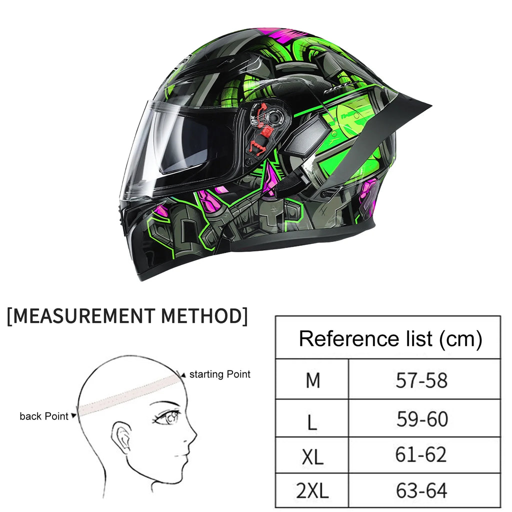 XL Dual Visor Flip up Full Face Motorcycle Helmet A40329