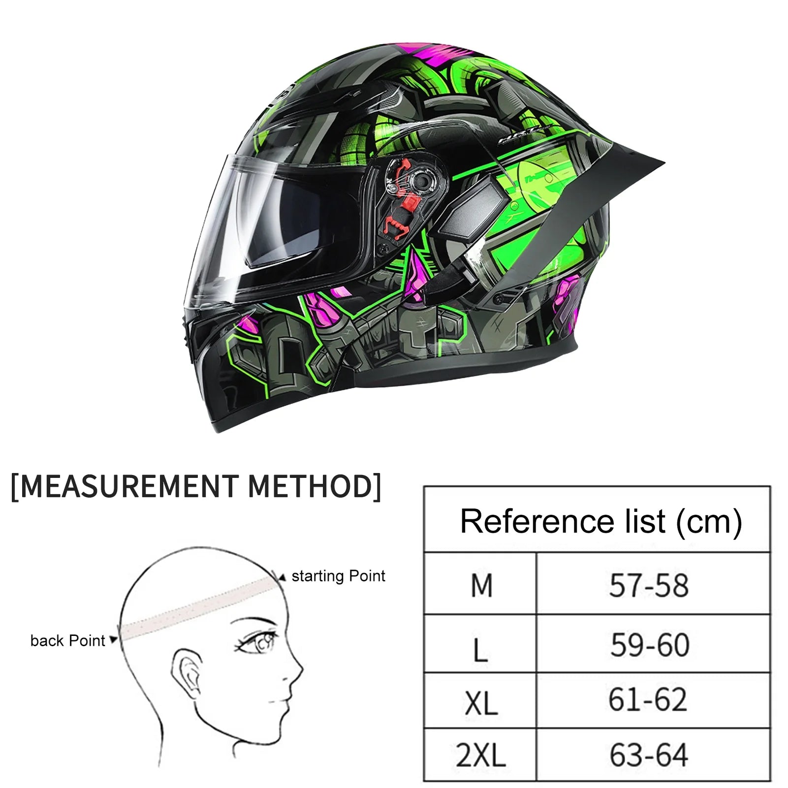 XL Dual Visor Flip up Full Face Motorcycle Helmet A40329
