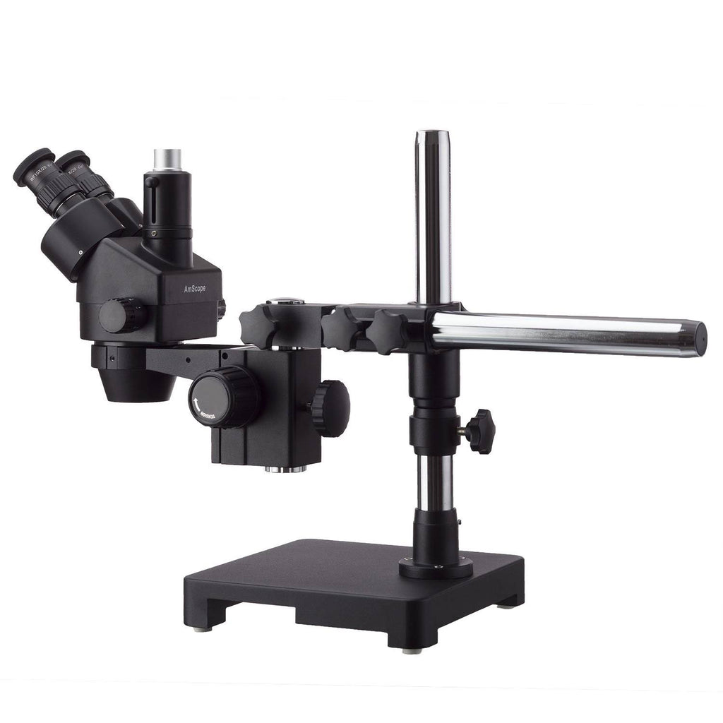 Black Trinocular Stereo Zoom Microscope with 80-LED Ring Light F774