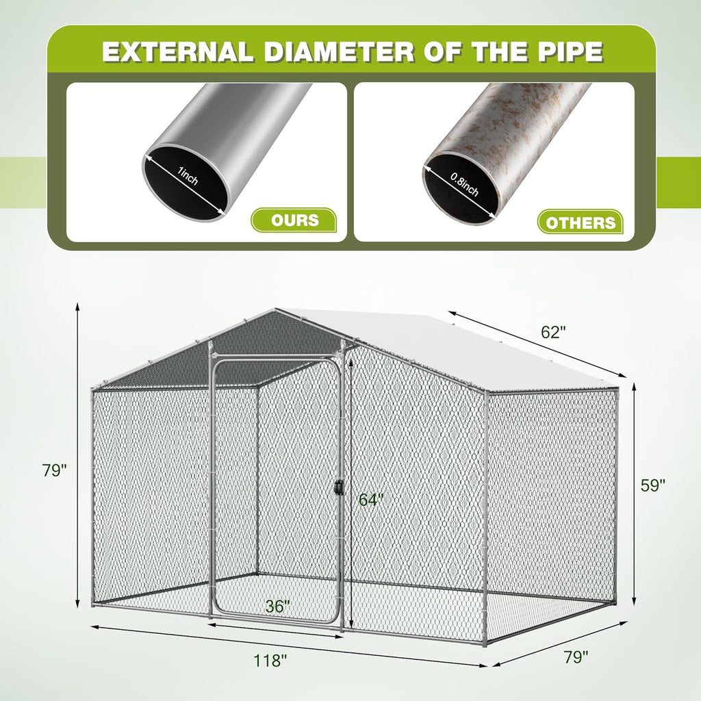 Large Metal Chicken Coop with Water-Resident Cover U8961