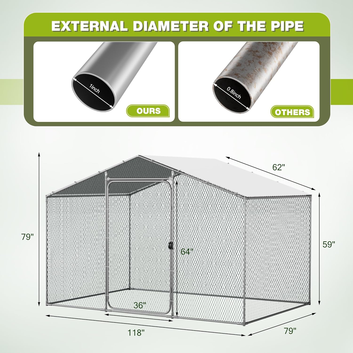 Large Metal Chicken Coop with Water-Resident Cover U8961
