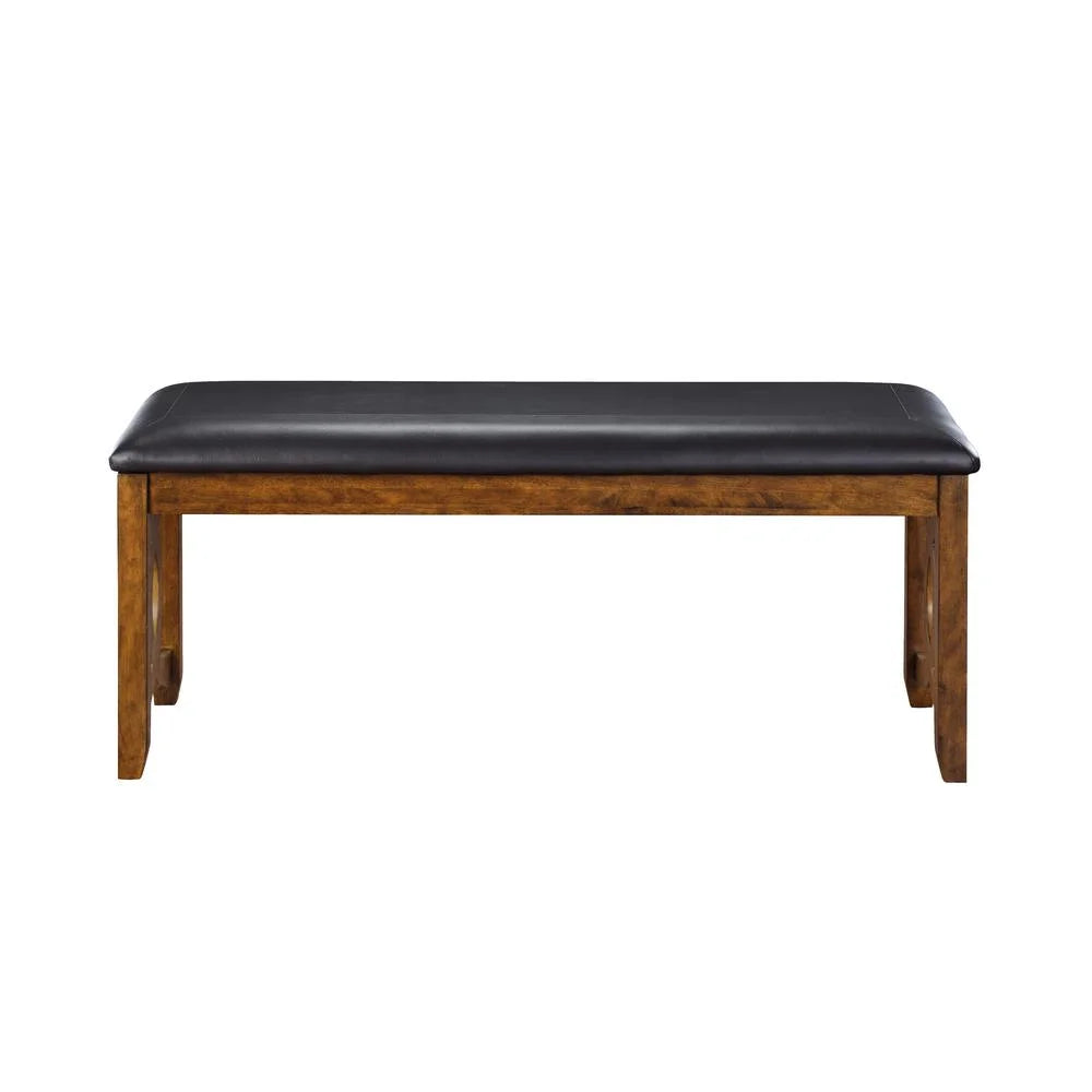 Solid Wood and Faux Leather Bench in Brown H9091