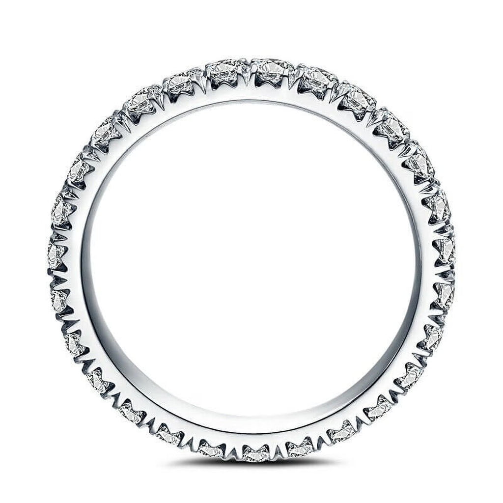 18K White Gold Plated Moissanite Half Eternity Pave Wedding Ring R74261