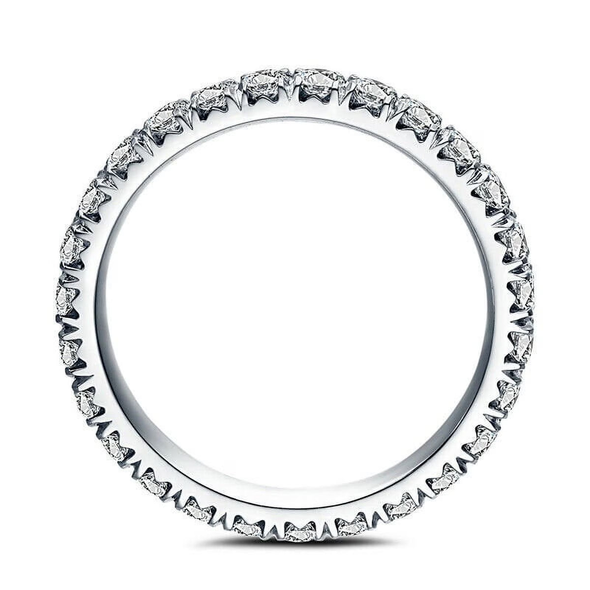 18K White Gold Plated Moissanite Half Eternity Pave Wedding Ring R74261