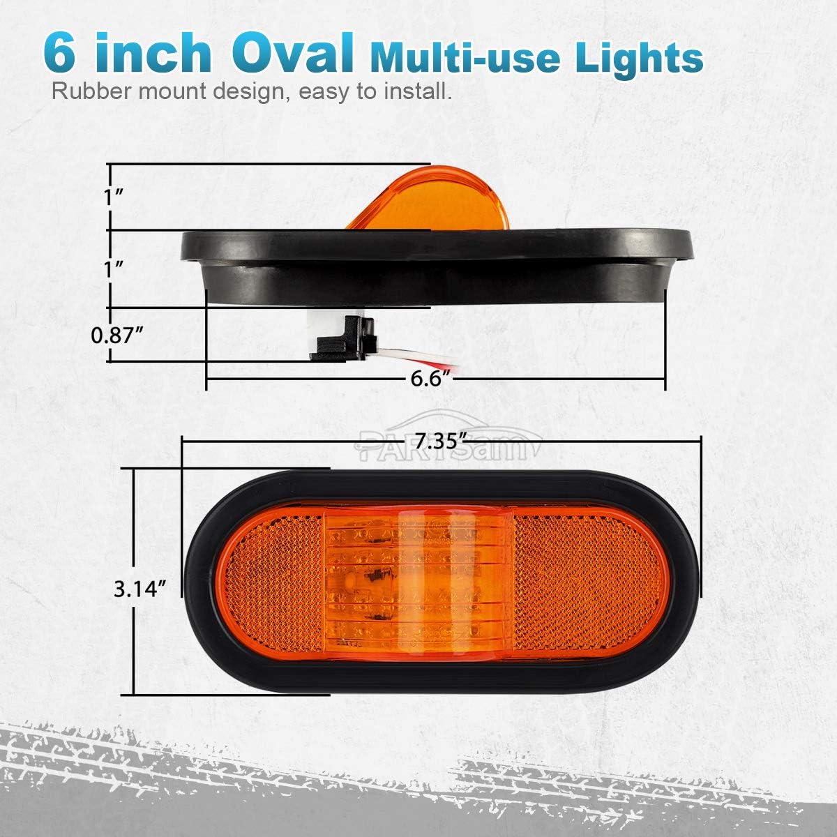 4pcs 6" Amber LED Oval Truck Semi Trailer Mid-Ship Marker and Turn Signal Lights N501279