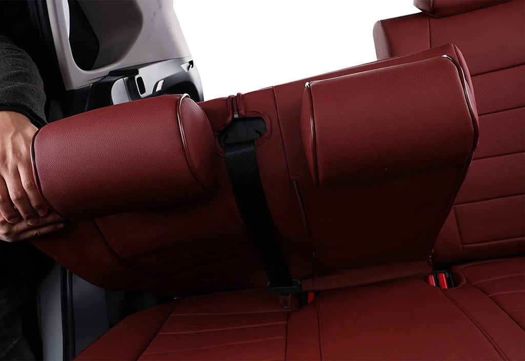 Burgundy Leather Full Set Car Seat Covers D3438