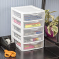 White 5 Drawer Unit with Clear Drawers, 4-Pack J390
