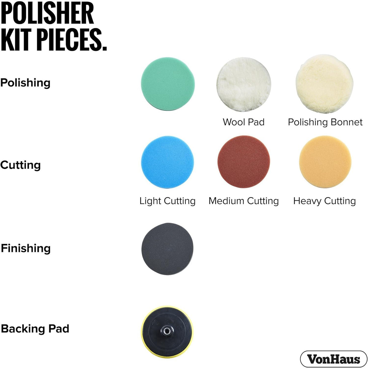7-Inch Rotary Polisher with 7 Pads, 10-Amp, 600-3000 RPM Y869214