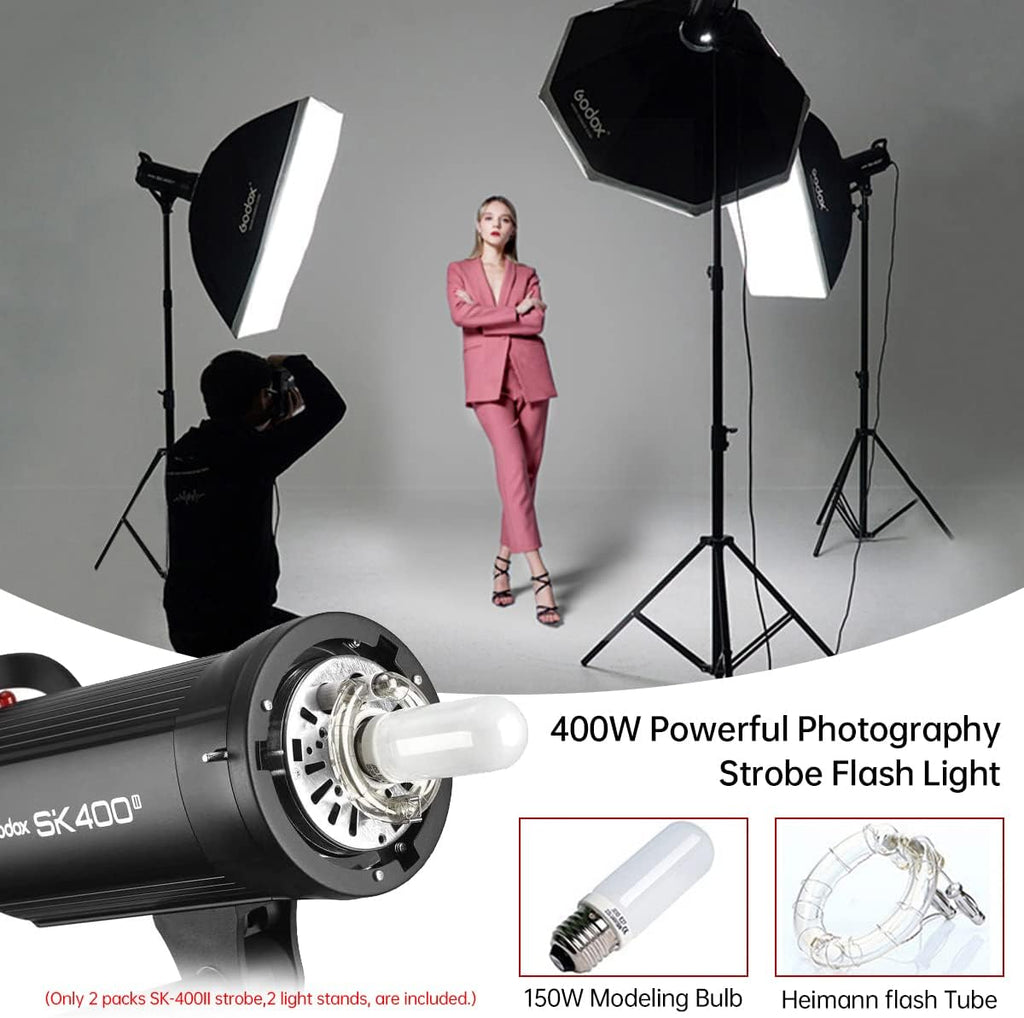 2-Pack 800Ws Photo Studio Strobe Flash Monolight Kit with Light Stands, Reflectors, Barndoor Kits P20211