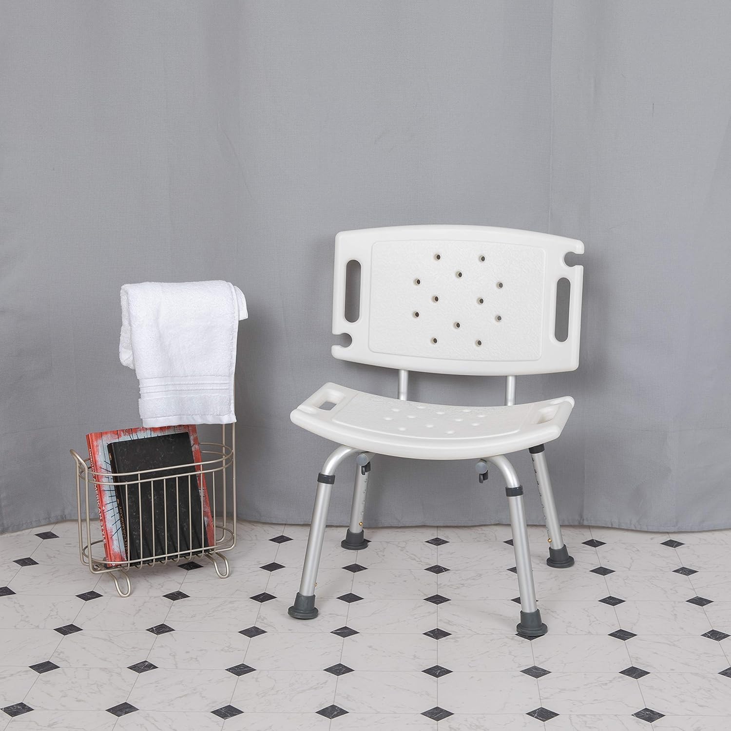 Gray Adjustable Bath & Shower Transfer Bench with Back and Side Arm, Pack of 2 C767953