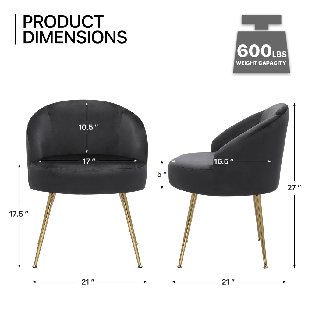 Black Velvet Accent Chair with Golden Metal Legs M865055