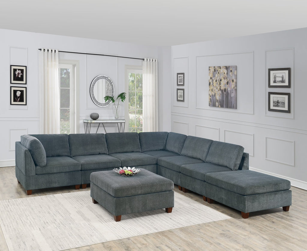 Grey Chenille Modular Sectional 8pc Set Q9640