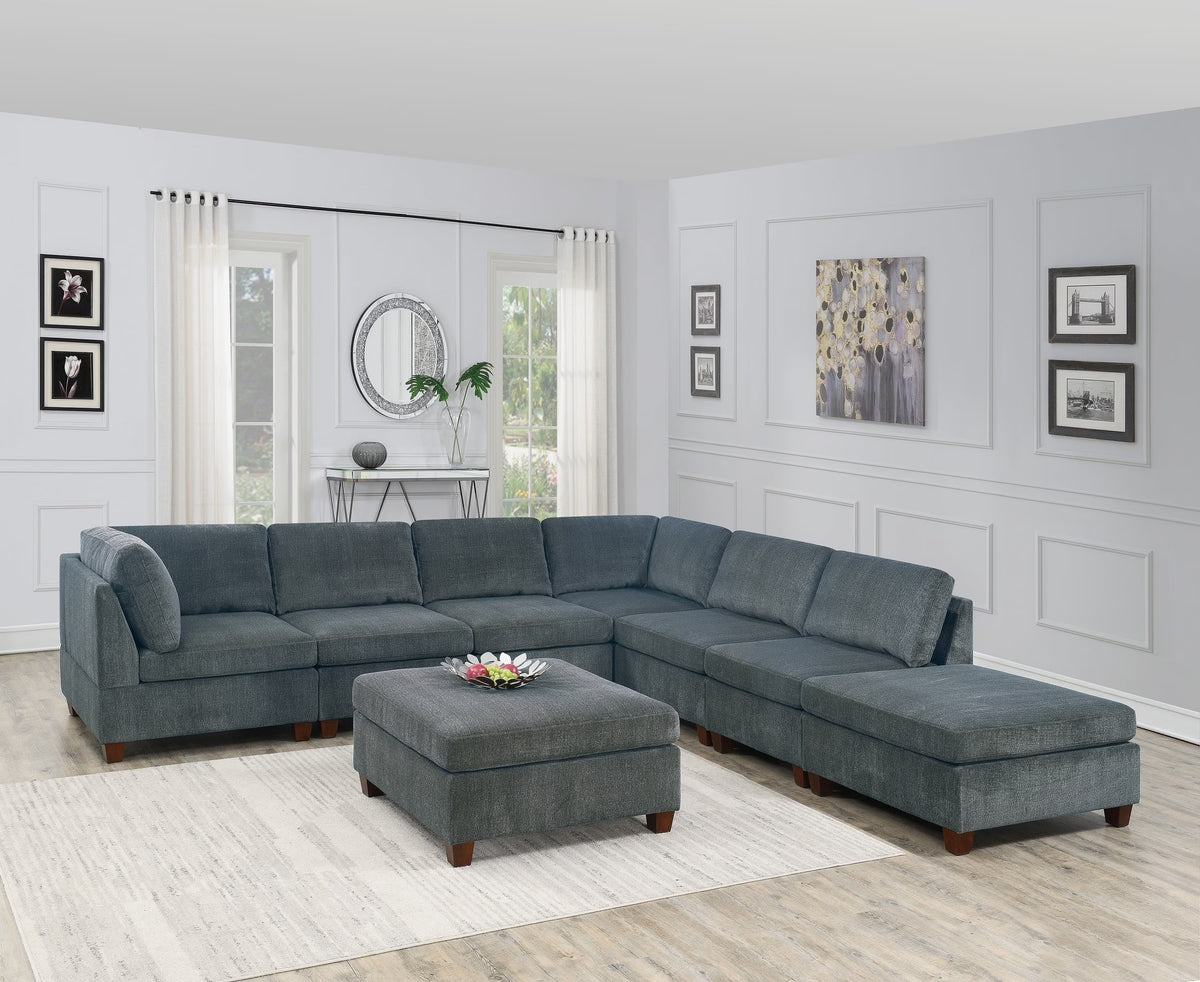 Grey Chenille Modular Sectional 8pc Set Q9640