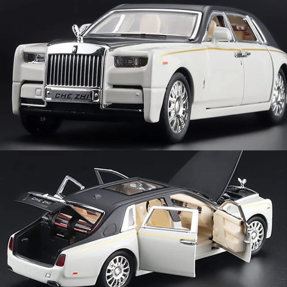 Diecast Cars 1:32 Scale Rolls-Royce Phantom Model Car, Zinc Alloy Pull Back Toy Car with Sound and Light I42776