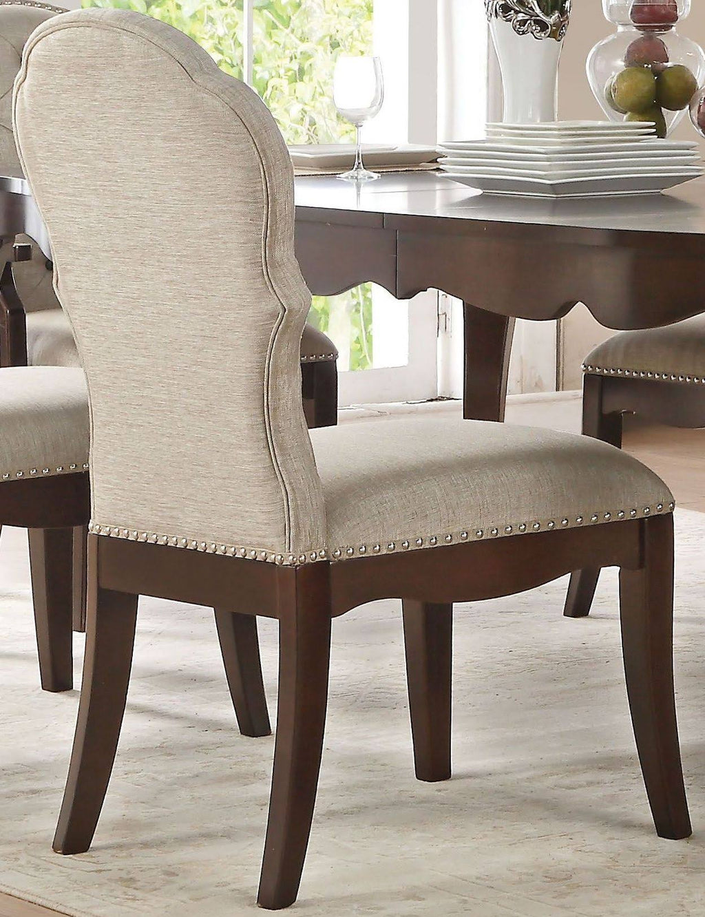 Beige Fabric Walnut Side Chair (Set of 2) U941