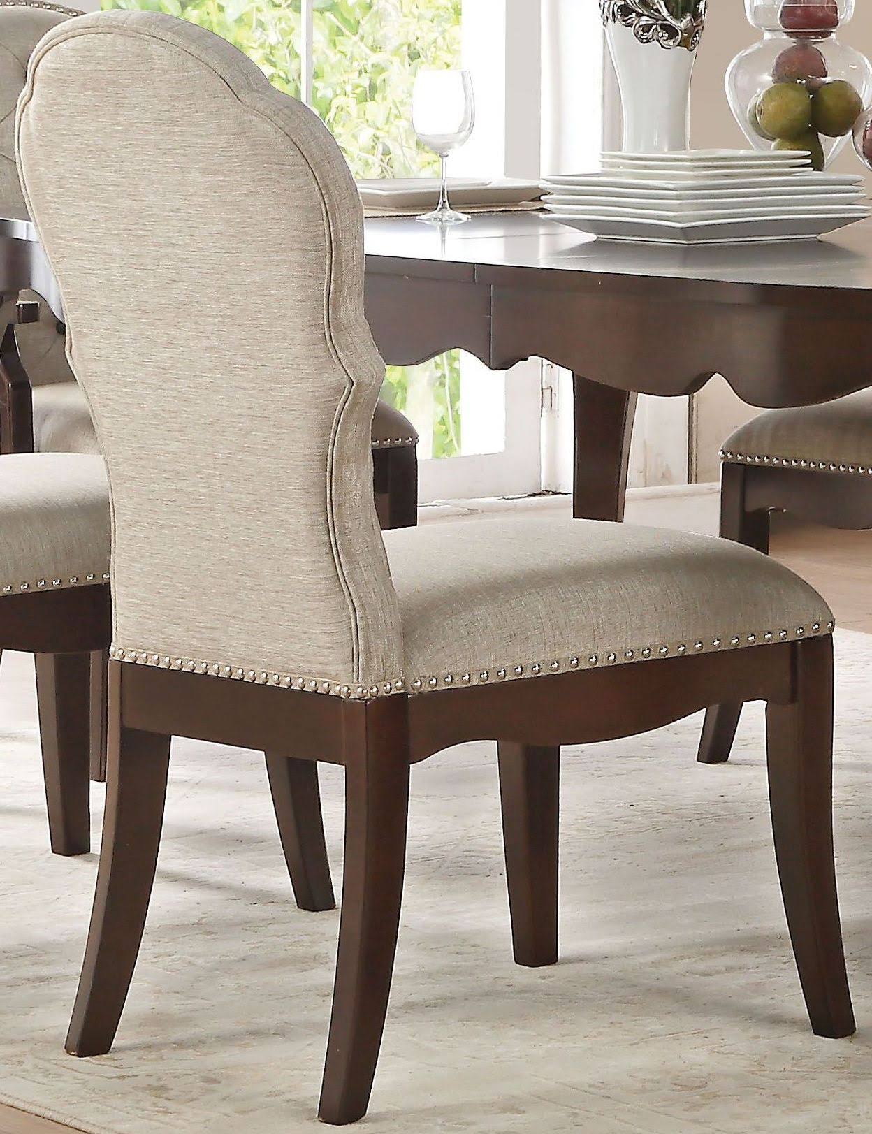 Beige Fabric Walnut Side Chair (Set of 2) U941