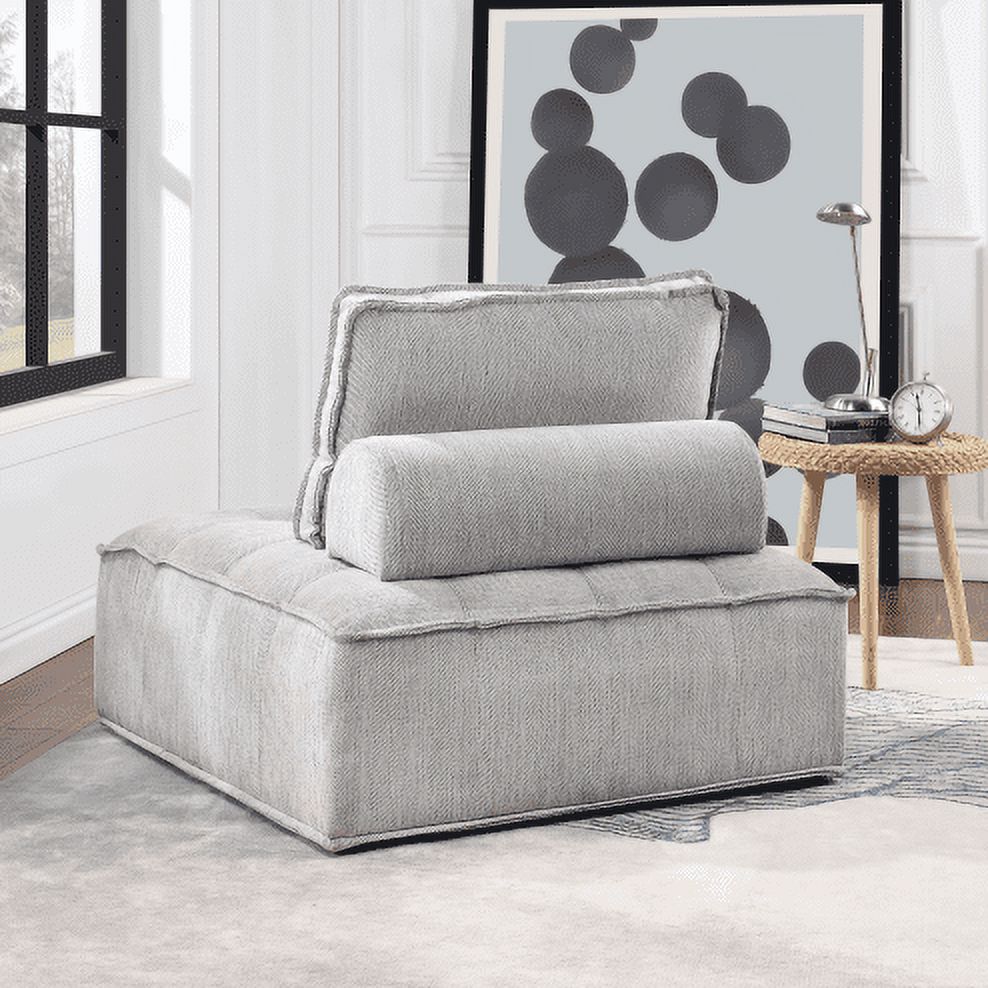 Armless Accent Chair Oversized Lounge Chair Linen Gray I7665