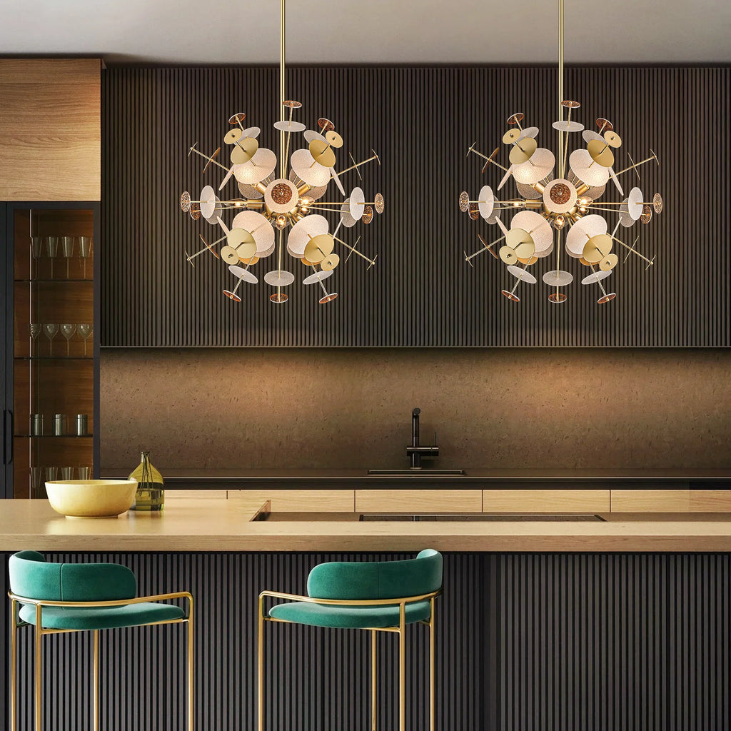 9-Light Linear Starburst Textured Glass Chandelier G905