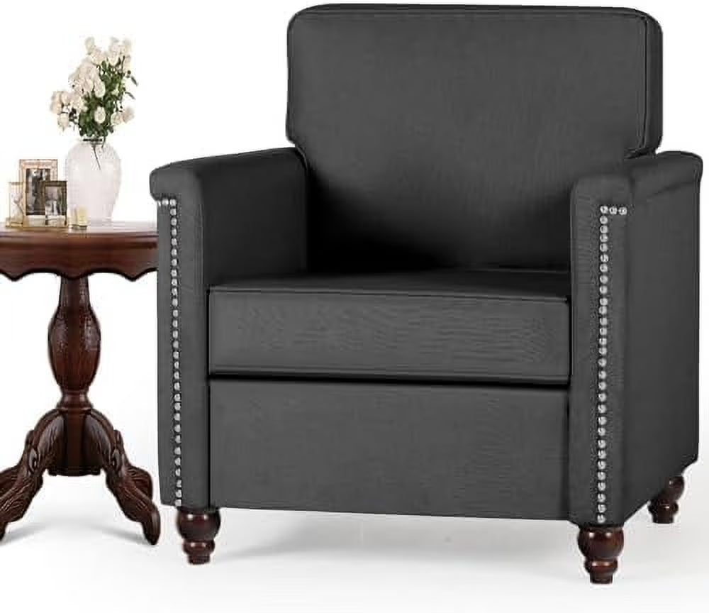 Beige Upholstered Linen Accent Chair T711